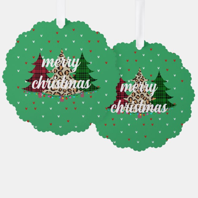 Merry Christmas Modern & Elegant  Tree Decoration Card (Front/Back)