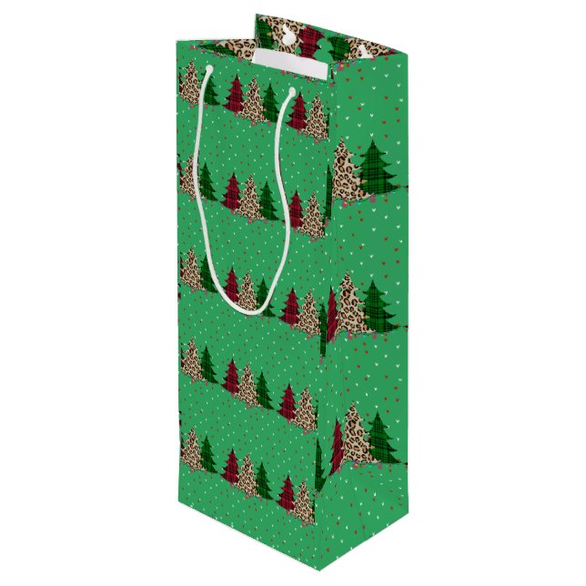 Merry Christmas Modern & Elegant  Wine Gift Bag (Back Angled)