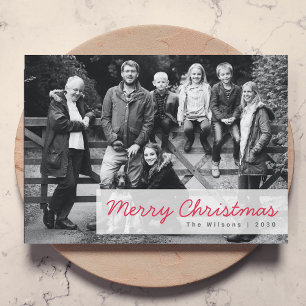 Merry Christmas   Modern Family Group Photo Holiday Card