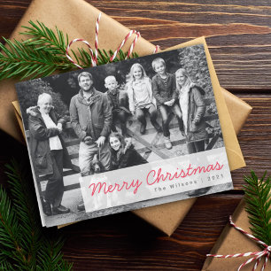 Merry Christmas   Modern Family Group Photo Holiday Card