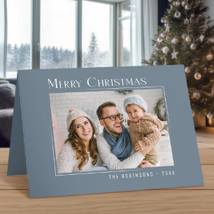 Merry Christmas Modern Family Photo Elegant Simple Holiday Card