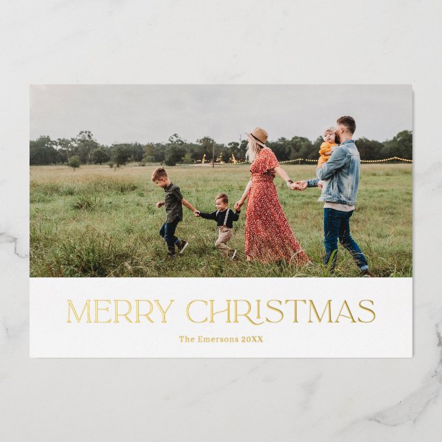 Merry Christmas Modern  Foil Holiday Card (Front)