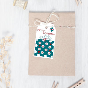 Merry Christmas Modern Fun Red Blue Gift Christmas Tags