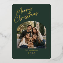 Merry Christmas Modern Green and Gold