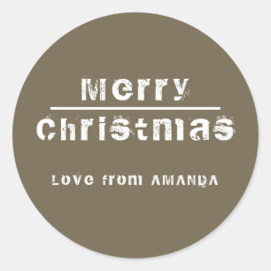 Merry Christmas Modern Holiday Classic Round Sticker