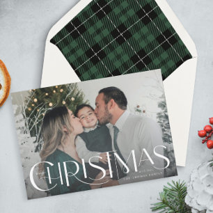 Merry Christmas Modern Landscape Full Bleed Holiday Card