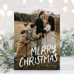 Merry Christmas Modern Lettering Simple One Photo Holiday Card<br><div class="desc">Merry Christmas Modern Lettering Simple One Photo Holiday Card features a full photo,  with white text overlay in fun lettering style type.</div>