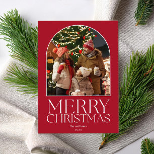 Merry Christmas Modern Minimalist Arch Photo Holiday Card
