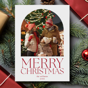 Merry Christmas Modern Minimalist Arch Photo Holiday Card