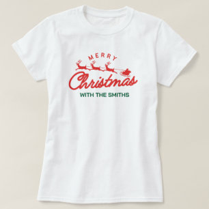 Merry Christmas Modern Minimalist Family Name T-Shirt