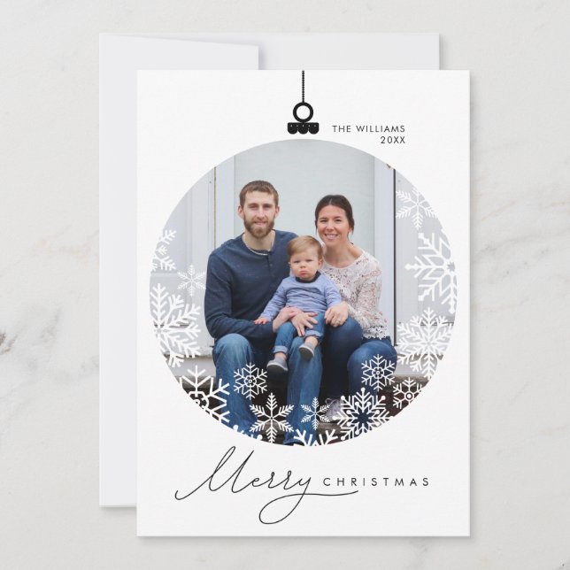 Merry Christmas, Modern Minimalist Family Photo Holiday Card (Front)