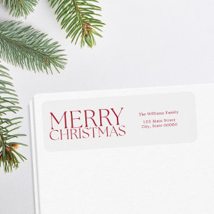 Merry Christmas Modern Minimalist Return Address Label