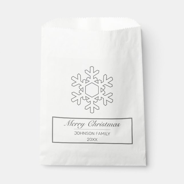 Merry Christmas Modern Minimalist White Favour Bag (Front)