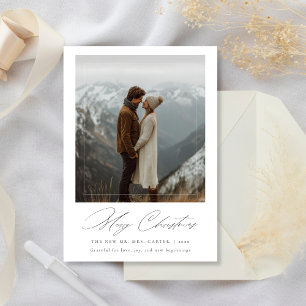 Merry Christmas Modern Newlywed Photo Card