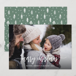 Merry Christmas Modern One Photo Holiday Card