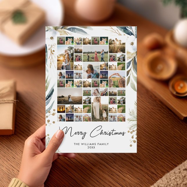 Merry Christmas Modern Photo Collage Holiday Card (Creator Uploaded)