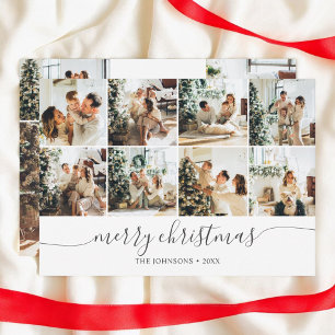 Merry Christmas Modern Photo Collage Holiday Card