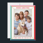 MERRY CHRISTMAS modern photo colour block border Holiday Card<br><div class="desc">by kat massard >>> WWW.SIMPLYSWEETPAPERIE.COM <<<
An cute card design that looks like a festive jewel with large portrait family photo,  and plain colour on the backside,  giving you the opportunity to handwrite a personal message.</div>
