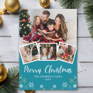 Merry Christmas Modern Photo Family Invitation