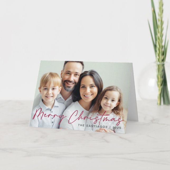 Merry Christmas Modern Photo Holiday Card (Front)