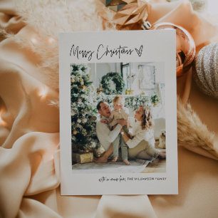 Merry Christmas Modern Photo Holiday Card Minimal