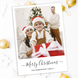 Merry Christmas Modern Photo Magnetic Holiday Card