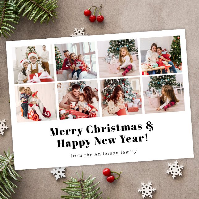 Merry Christmas Modern Photo Magnetic Holiday Card (Creator Uploaded)