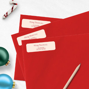 Merry Christmas Modern Pink Return Address Label