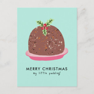 Merry Christmas Modern Pudding Illustration Holiday Postcard