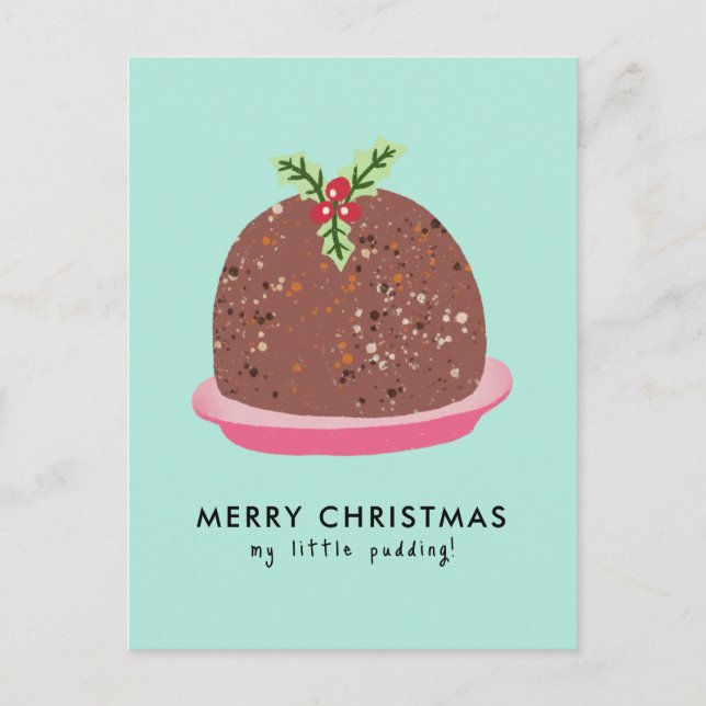 Merry Christmas Modern Pudding Illustration Holiday Postcard (Front)