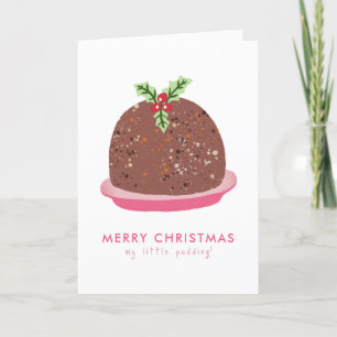 Merry Christmas Modern Pudding Illustration Thank You Card