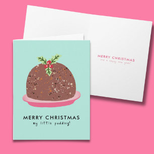Merry Christmas Modern Pudding Illustration Thank You Card