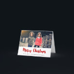 Merry Christmas Modern Red Family Photo Holiday Card<br><div class="desc">A modern brush font typography for this personalizable holiday photo cards collection.</div>