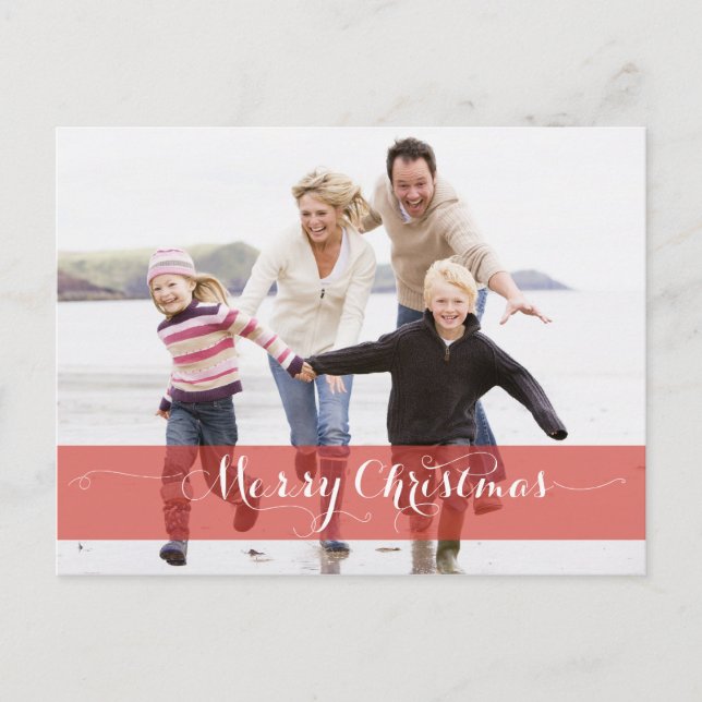 MERRY CHRISTMAS MODERN RED HOLIDAY PHOTO CARD (Front)