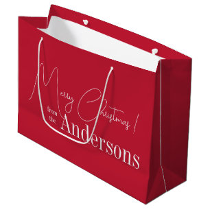 Merry Christmas Modern Red Large Gift Bag