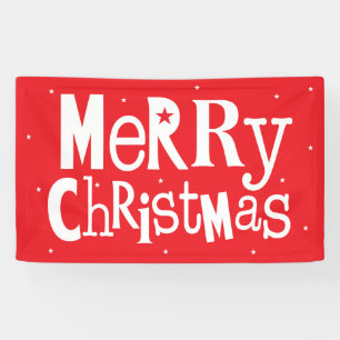 Merry Christmas Modern Red Script Holiday Banner