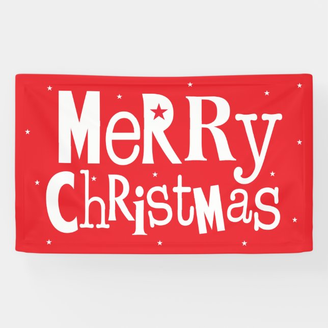 Merry Christmas Modern Red Script Holiday Banner (Horizontal)