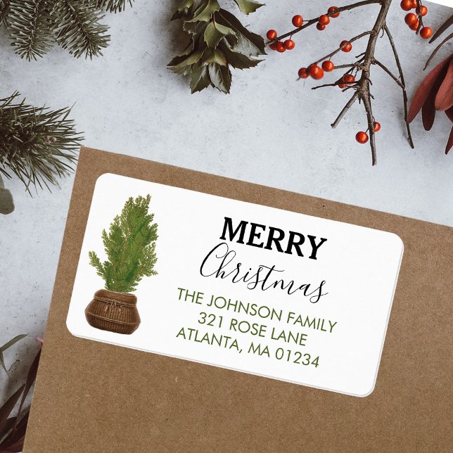 Merry Christmas Modern Rustic Return Address Label (Merry Christmas Modern Rustic Return Address)
