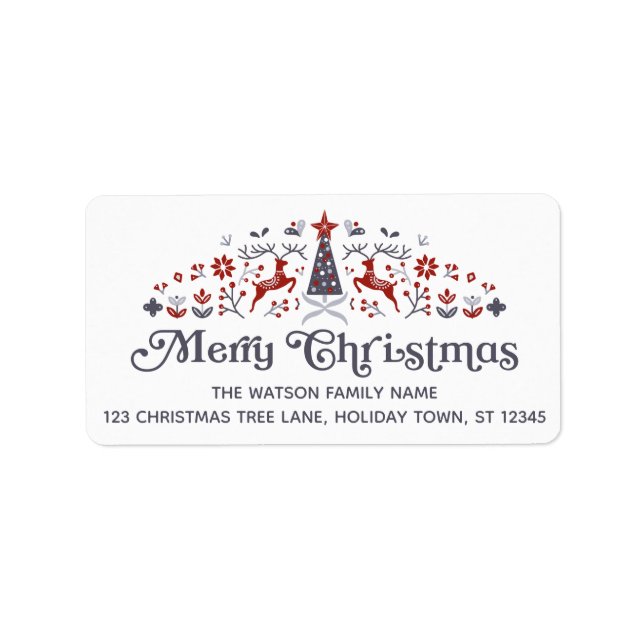 Merry Christmas Modern Scandinavian Style Holiday Label (Front)
