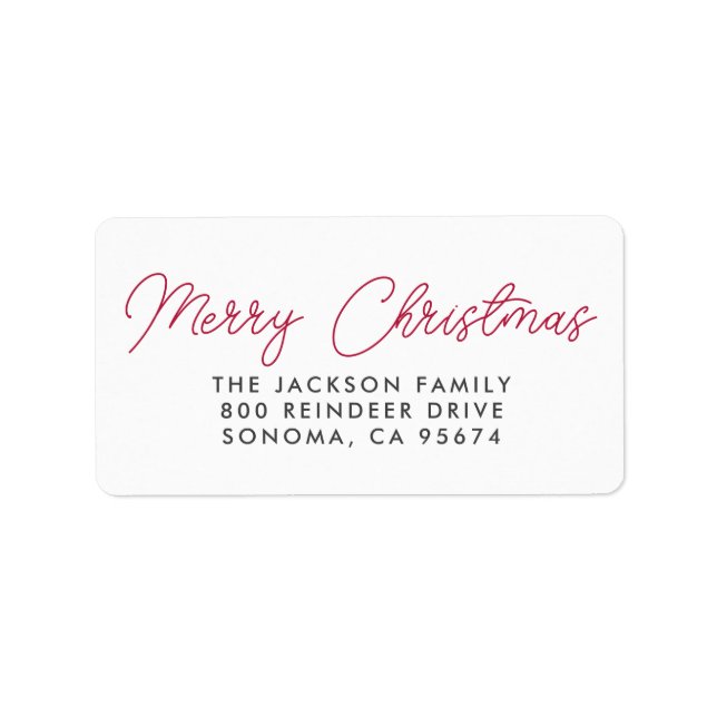 Merry Christmas Modern Script  Label (Front)