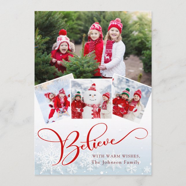Merry Christmas Modern Script PHOTO Greeting Holiday Card (Front)