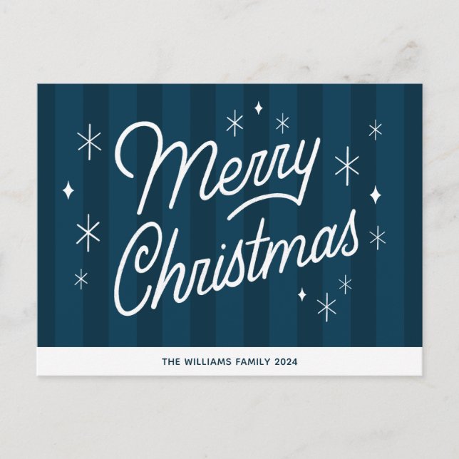 Merry Christmas Modern Script Postcard (Front)
