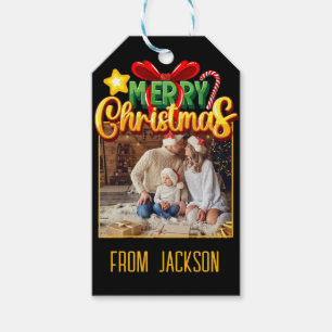 Merry Christmas modern simple photo Holiday  Gift Tags