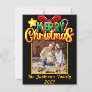 Merry Christmas modern simple photo Holiday Postca Card