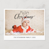 Merry Christmas modern simple photo Holiday Postcard (Front)