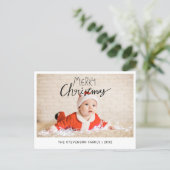 Merry Christmas modern simple photo Holiday Postcard (Standing Front)