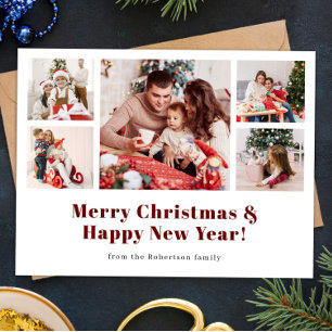 Merry Christmas modern simple photo Holiday Postcard