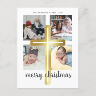 Merry Christmas modern simple photo Holiday Postcard