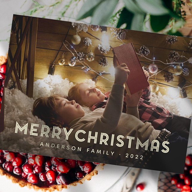 Merry Christmas Modern Simple Typography Holiday Card (Creator Uploaded)