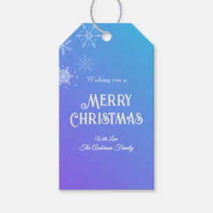 Merry Christmas Modern Snowflake Purple Blue Gift Tags